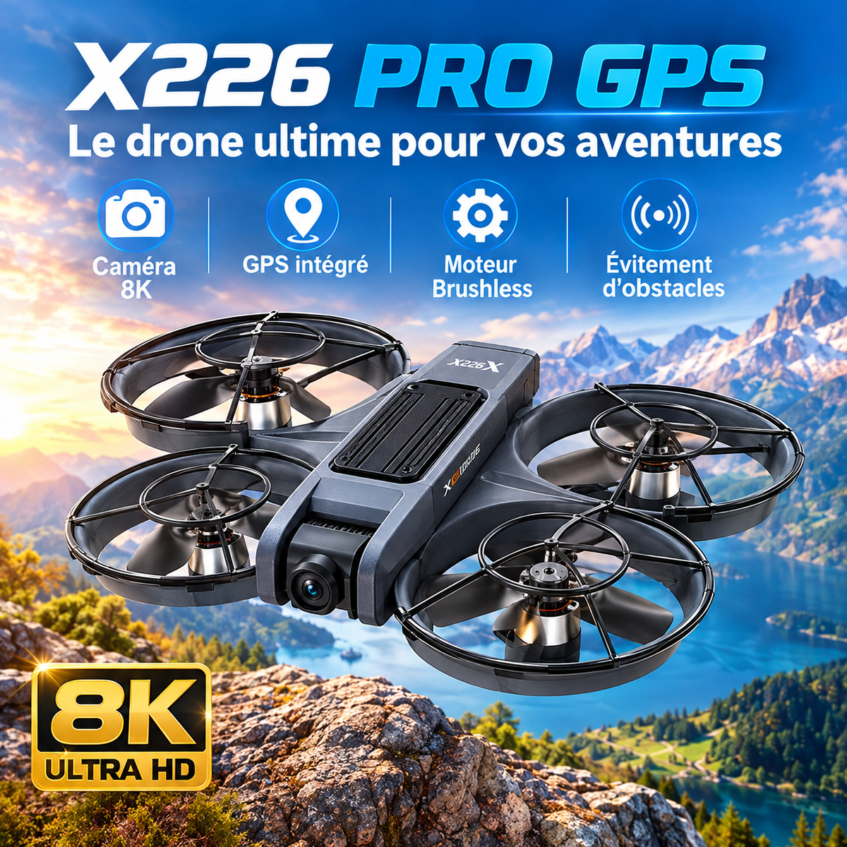 X226 Pro GPS — Drone 8K Brushless avec Évitement d’Obstacles